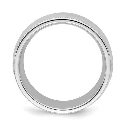 Sterling Silver Rhodium-plated 8mm Comfort Fit Milgrain Size 5 Band