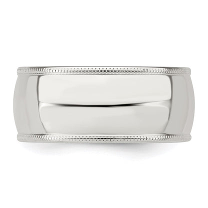 Sterling Silver 9mm Comfort Fit Half Round Milgrain Size 5.5 Band