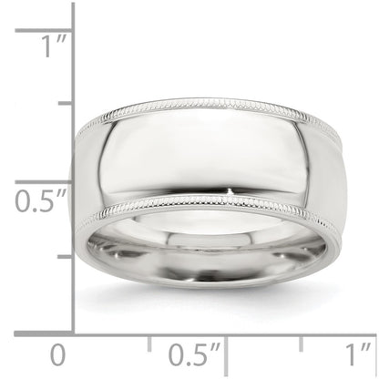Sterling Silver 9mm Comfort Fit Half Round Milgrain Size 5.5 Band