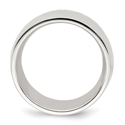 Sterling Silver 10mm Comfort Fit Half Round Milgrain Size 11.5 Band