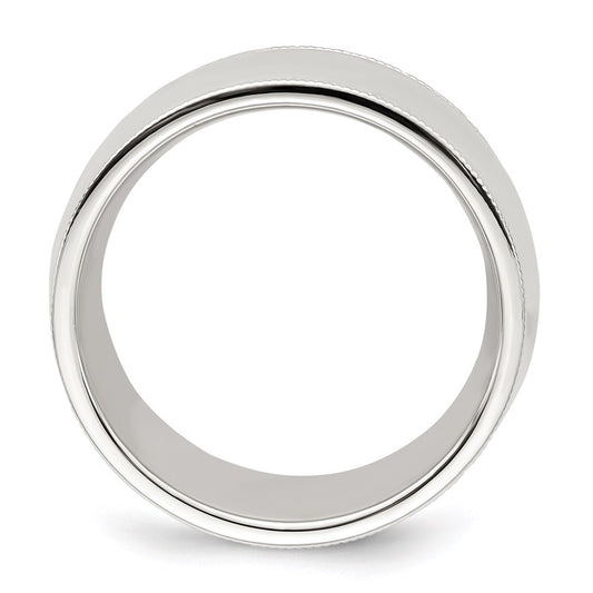 Sterling Silver 10mm Comfort Fit Half Round Milgrain Size 10.5 Band