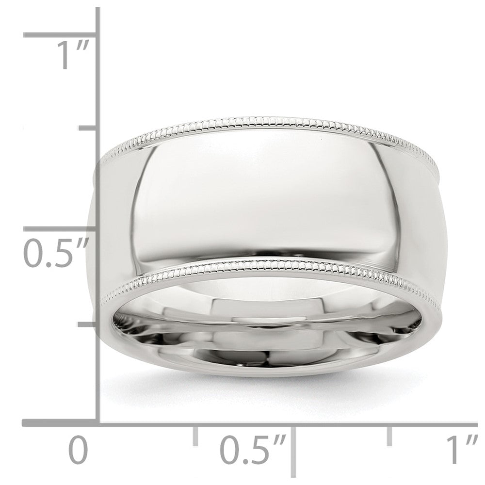 Sterling Silver 10mm Comfort Fit Half Round Milgrain Size 8 Band