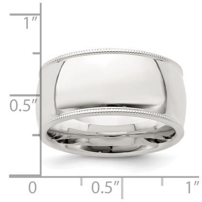 Sterling Silver 10mm Comfort Fit Half Round Milgrain Size 13.5 Band