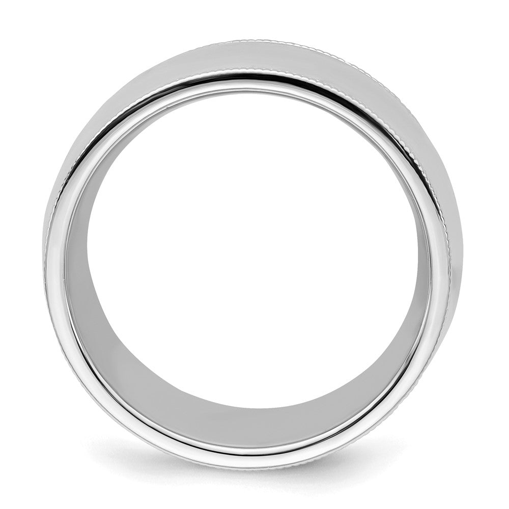 Sterling Silver Rhodium-plated 10mm Comfort Fit Milgrain Size 9 Band