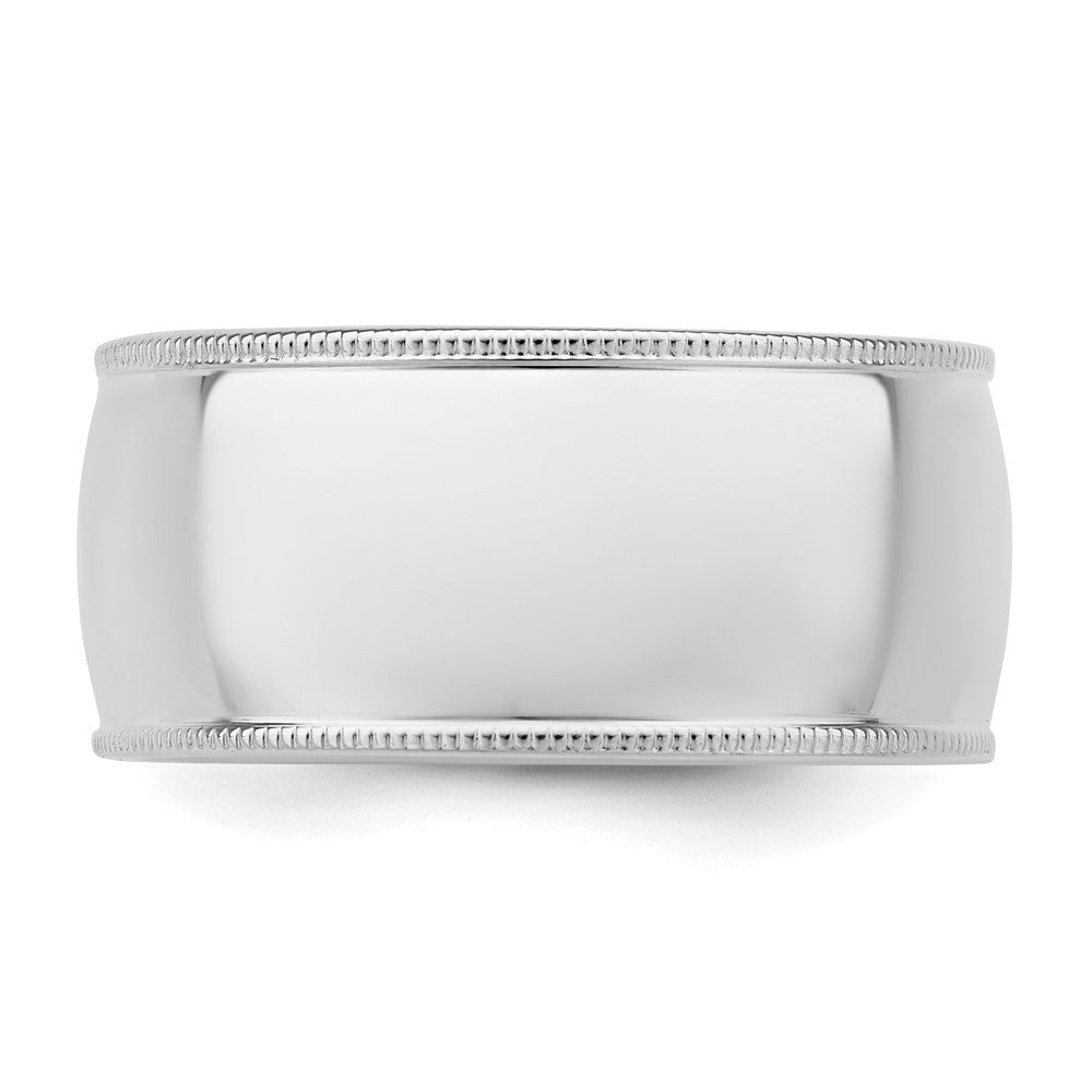 Sterling Silver Rhodium-plated 10mm Comfort Fit Milgrain Size 8 Band