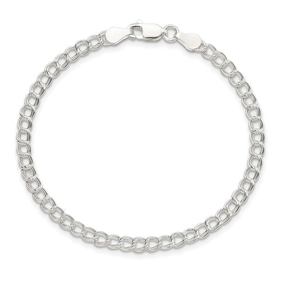 Sterling Silver 3.5mm Solid Double Link Charm Child's Bracelet