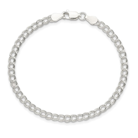 Sterling Silver 3.5mm Solid Double Link Charm Child's Bracelet