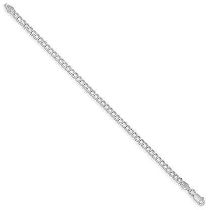 Sterling Silver RH-plated 3.5mm Solid Double Link Charm Bracelet