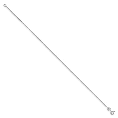 Sterling Silver Rhodium-plated 1mm Cable Chain Anklet