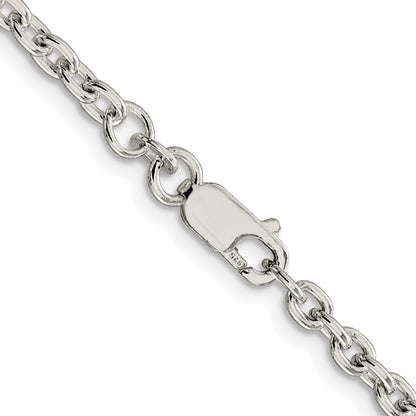 Sterling Silver Rhodium-plated 3.5mm Cable Chain