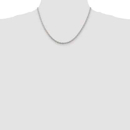 Sterling Silver Rhodium-plated 3.5mm Cable Chain