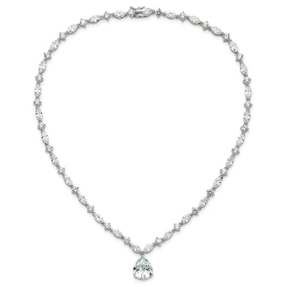 Cheryl M Sterling Silver Rhodium-plated Fancy Marquise-cut & Brilliant-cut Pear CZ 17 Inch Necklace