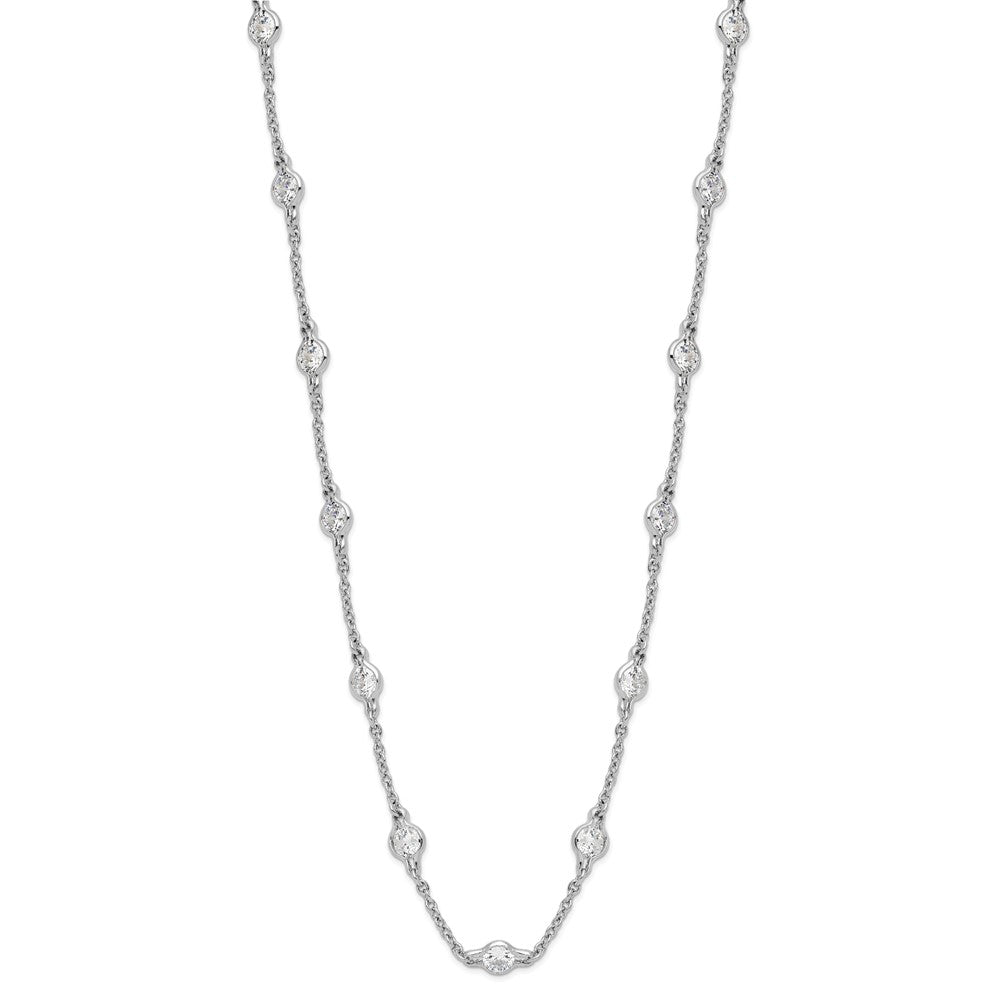 Cheryl M Sterling Silver Rhodium-plated Brilliant-cut Round CZ 19 Station 18.5 Inch Necklace