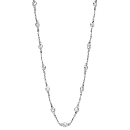 Cheryl M Sterling Silver Rhodium-plated Brilliant-cut Round CZ 19 Station 18.5 Inch Necklace