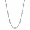 Cheryl M Sterling Silver Rhodium-plated Brilliant-cut Round CZ 19 Station 18.5 Inch Necklace