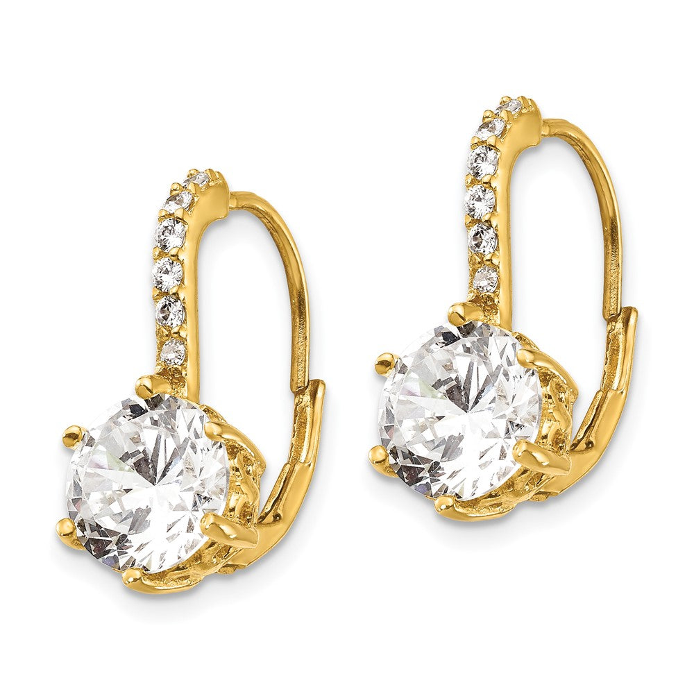 Cheryl M Sterling Silver Gold-plated Brilliant-cut CZ Leverback Earrings