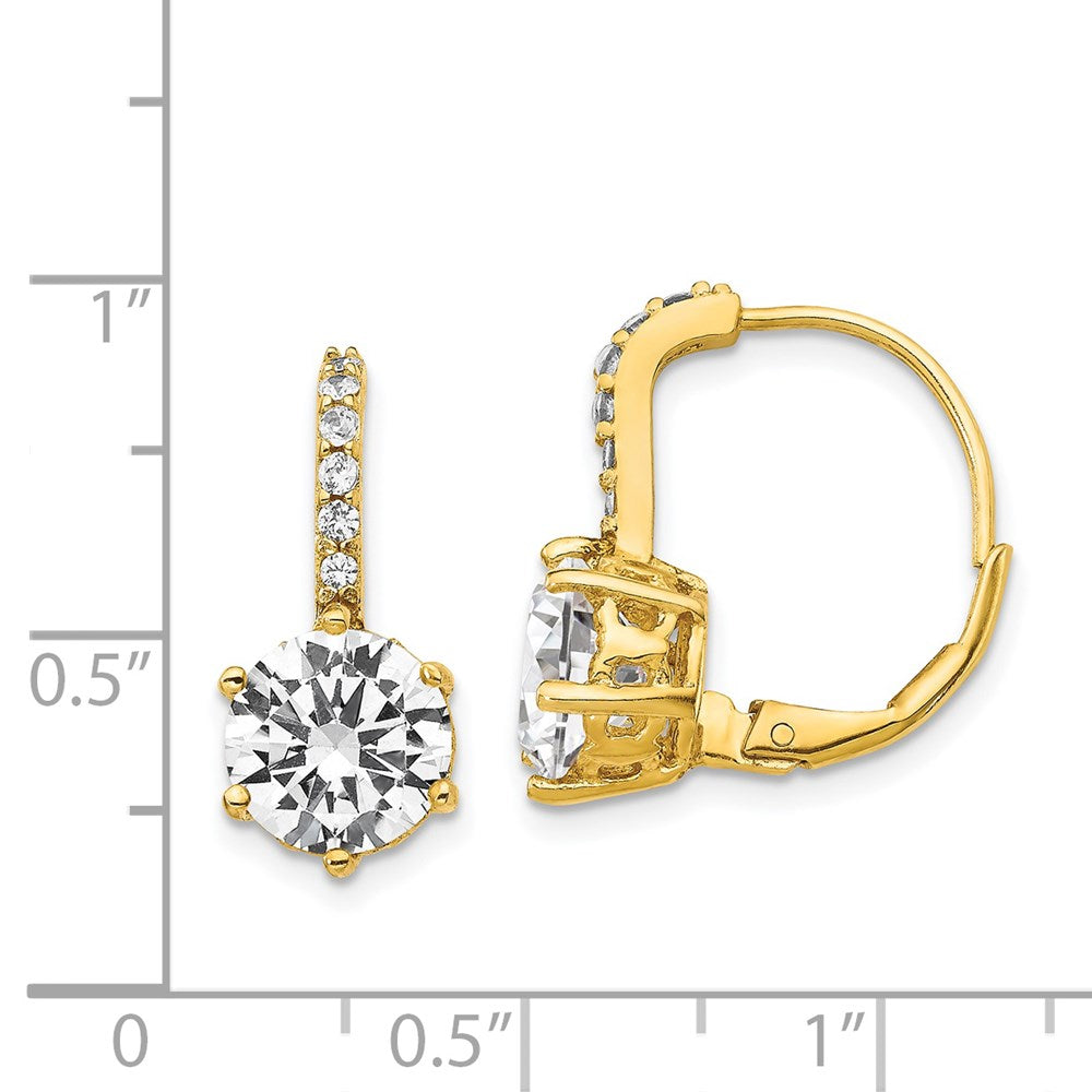 Cheryl M Sterling Silver Gold-plated Brilliant-cut CZ Leverback Earrings
