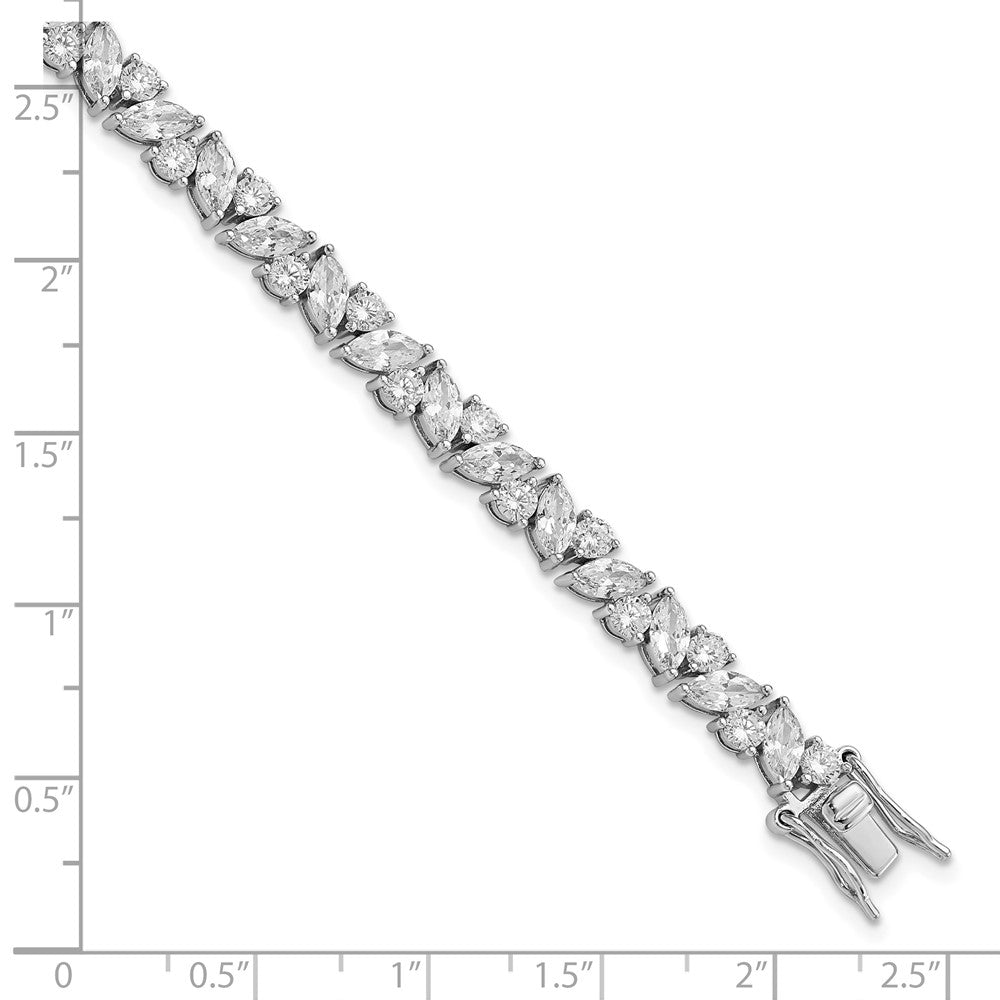 Cheryl M Sterling Silver Rhodium-plated Fancy Brilliant-cut and Marquise-cut CZ 7.25 Inch Bracelet