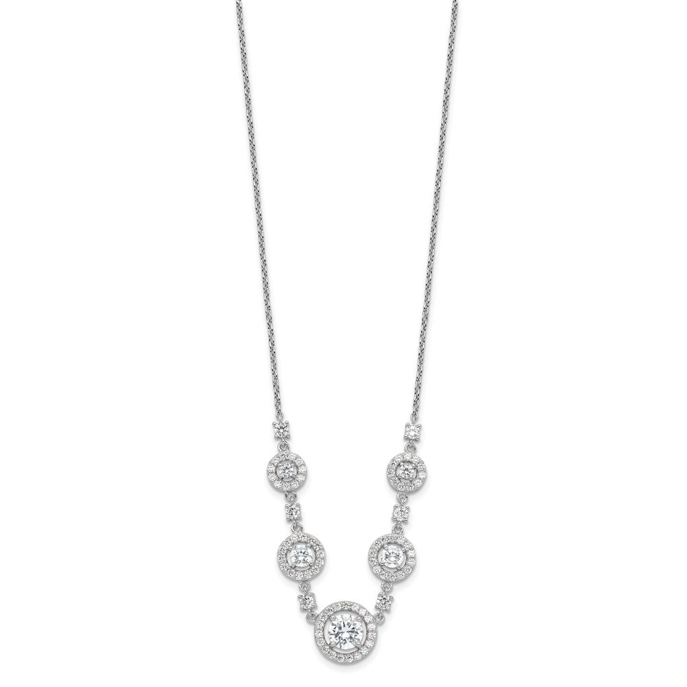Cheryl M Sterling Silver Rhodium-plated Brilliant-cut CZ Fancy Halo Circles 18 Inch Necklace
