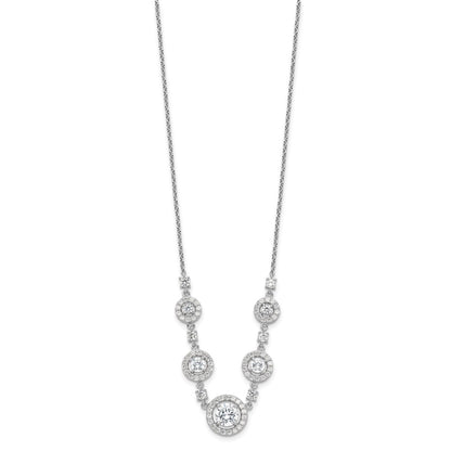 Cheryl M Sterling Silver Rhodium-plated Brilliant-cut CZ Fancy Halo Circles 18 Inch Necklace