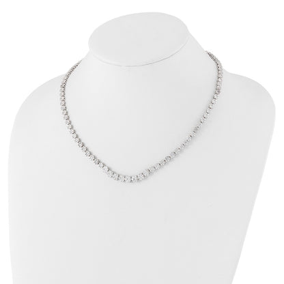 Cheryl M Sterling Silver Rhodium-plated Fancy Graduated Brilliant-cut CZ Cluster 18 Inch Necklace with 2 Inch Extender