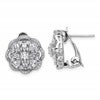 Cheryl M Sterling Silver Rhodium-plated Brilliant-cut and Marquise-cut CZ Flower Post Omega Earrings
