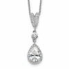 Cheryl M Sterling Silver Rhodium-plated Brilliant-cut CZ Teardrop and Bezel Halo 18 Inch Necklace