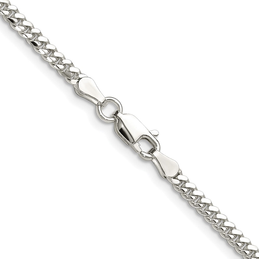 Sterling Silver Rhodium-plated Polished 2.9mm Domed Curb Chain