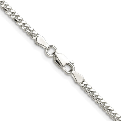 Sterling Silver Rhodium-plated Polished 2.9mm Domed Curb Chain
