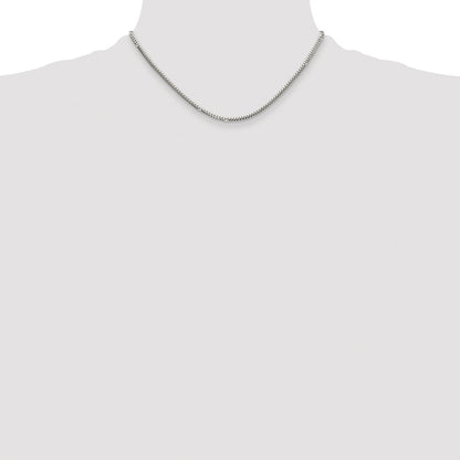 Sterling Silver Rhodium-plated Polished 2.9mm Domed Curb Chain