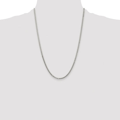 Sterling Silver Rhodium-plated Polished 2.9mm Domed Curb Chain