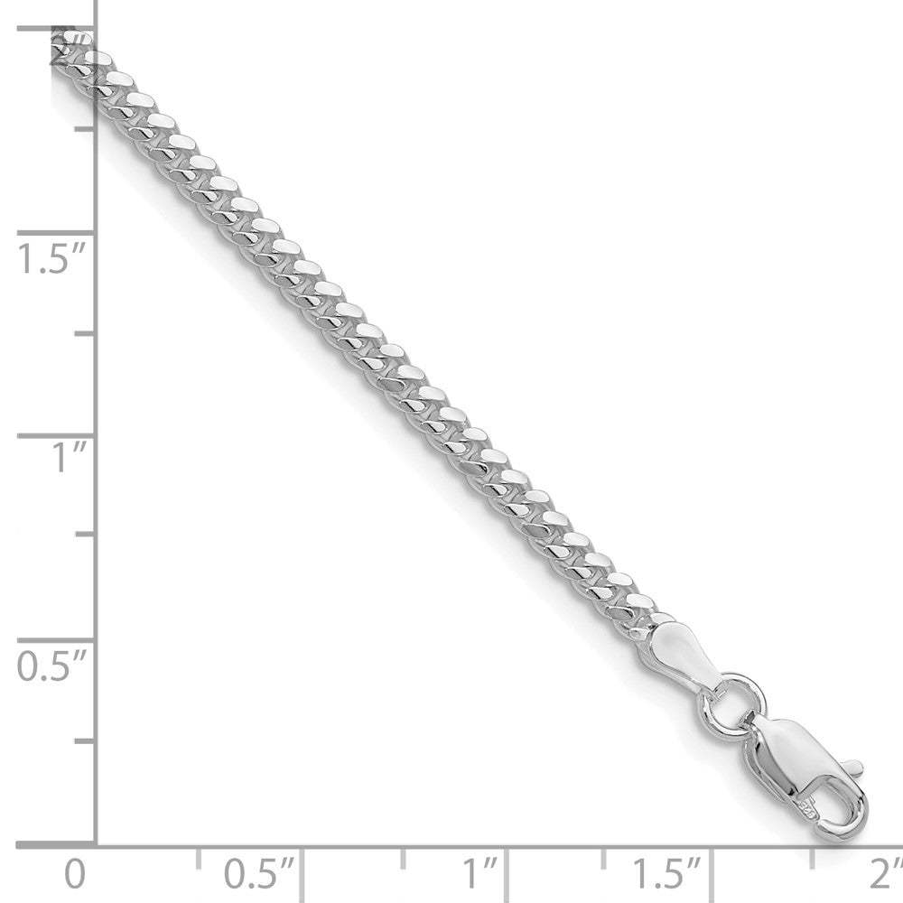 Sterling Silver Rhodium-plated Polished 2.9mm Domed Curb Chain