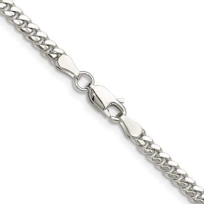 Sterling Silver Rhodium-plated Polished 3.4mm Domed Curb Chain