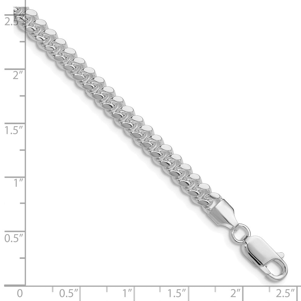 Sterling Silver Rhodium-plated Polished 5.7mm Domed Curb Chain