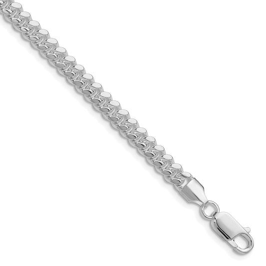 Sterling Silver Rhodium-plated Polished 5.7mm Domed Curb Chain