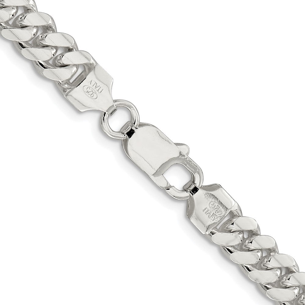 Sterling Silver Rhodium-plated 7.0mm Polished Domed Curb Chain