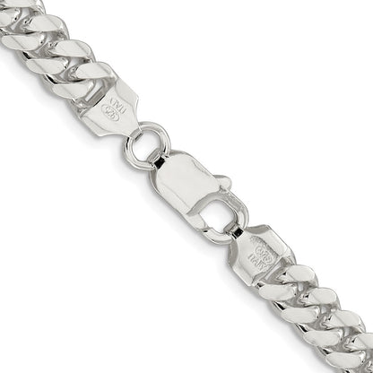 Sterling Silver Rhodium-plated 7.0mm Polished Domed Curb Chain