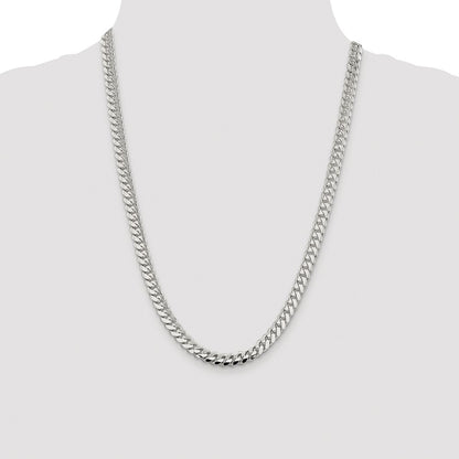 Sterling Silver Rhodium-plated 7.0mm Polished Domed Curb Chain