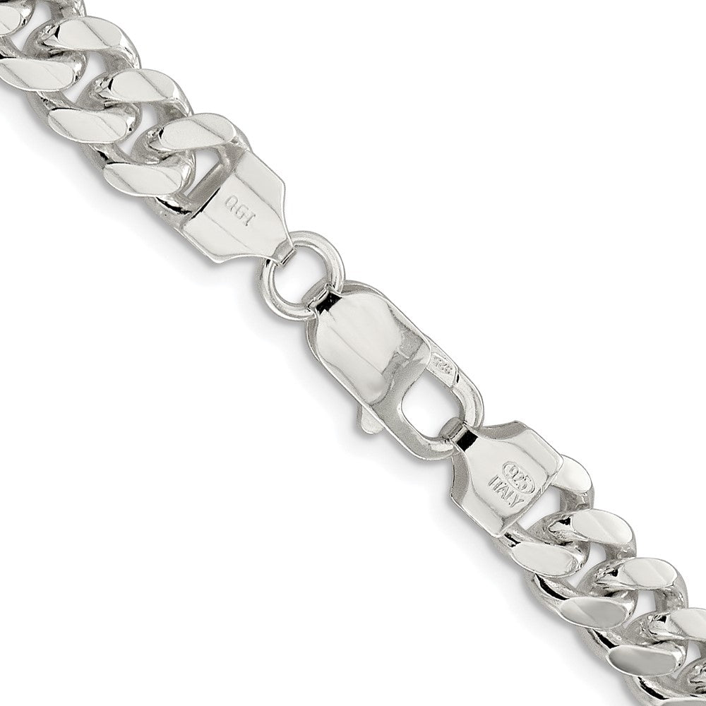 Sterling Silver Rhodium-plated 7.8mm Polished Domed Curb Chain