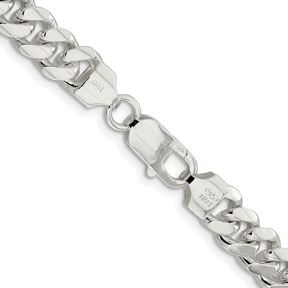 Sterling Silver Rhodium-plated 7.8mm Polished Domed Curb Chain