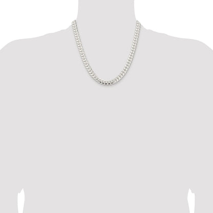 Sterling Silver Rhodium-plated 9mm Polished Domed Curb Chain
