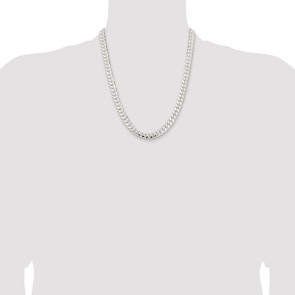 Sterling Silver Rhodium-plated 9mm Polished Domed Curb Chain