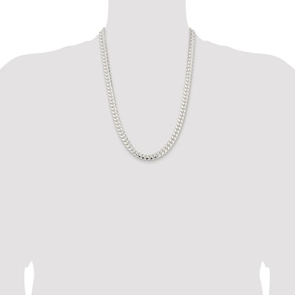 Sterling Silver Rhodium-plated 9mm Polished Domed Curb Chain