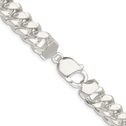 Sterling Silver Rhodium-plated 10.7mm Polished Domed Curb Chain