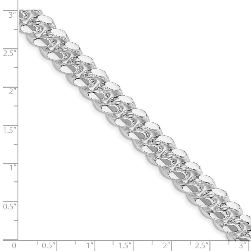 Sterling Silver Rhodium-plated 10.7mm Polished Domed Curb Chain