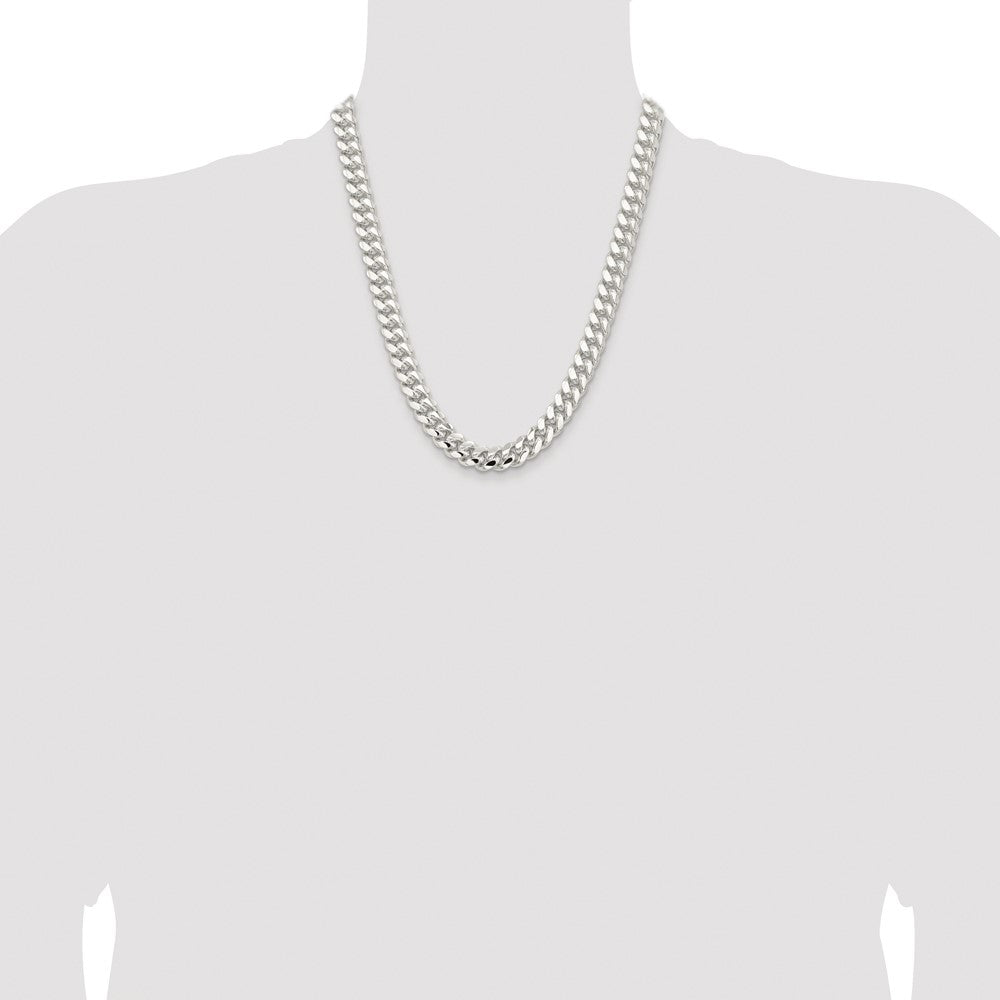 Sterling Silver Rhodium-plated 10.7mm Polished Domed Curb Chain