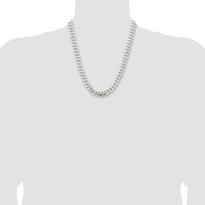 Sterling Silver Rhodium-plated 10.7mm Polished Domed Curb Chain