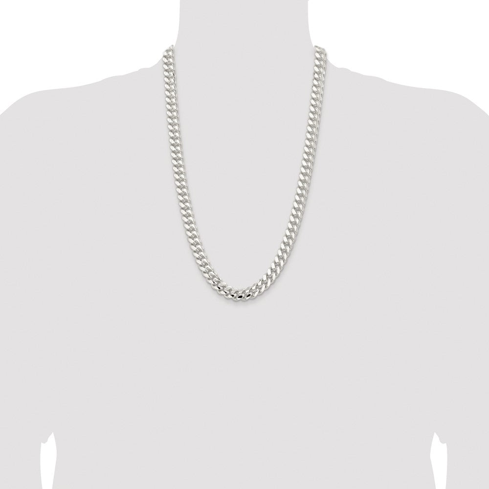 Sterling Silver Rhodium-plated 10.7mm Polished Domed Curb Chain