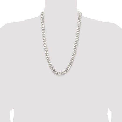 Sterling Silver Rhodium-plated 10.7mm Polished Domed Curb Chain