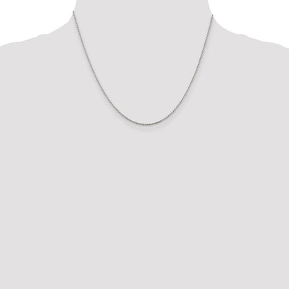 Sterling Silver 1.2mm Diamond-cut Rope Chain w/2in ext.